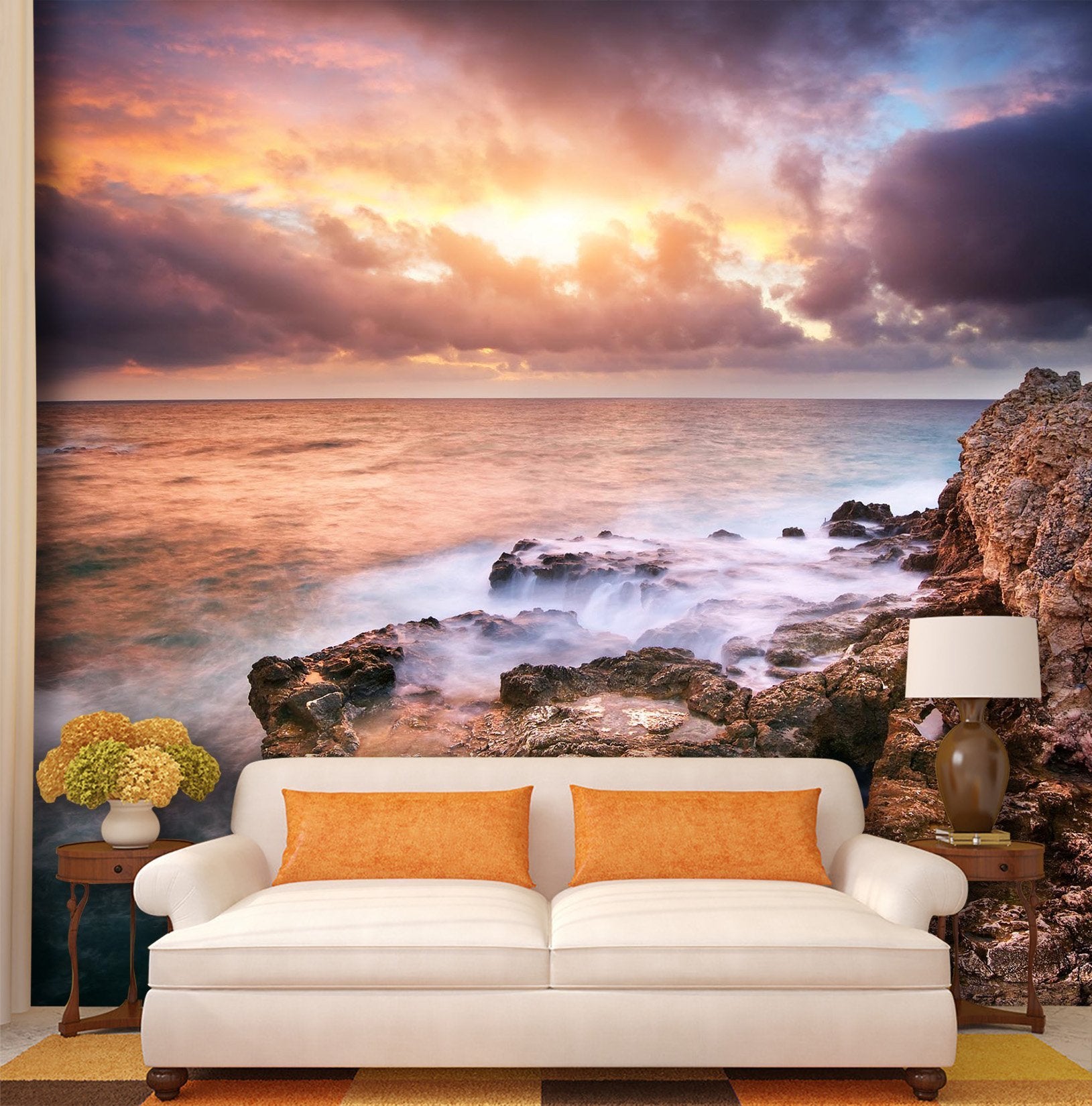 3D Twilight Mountain Stone 673 Wallpaper AJ Wallpaper