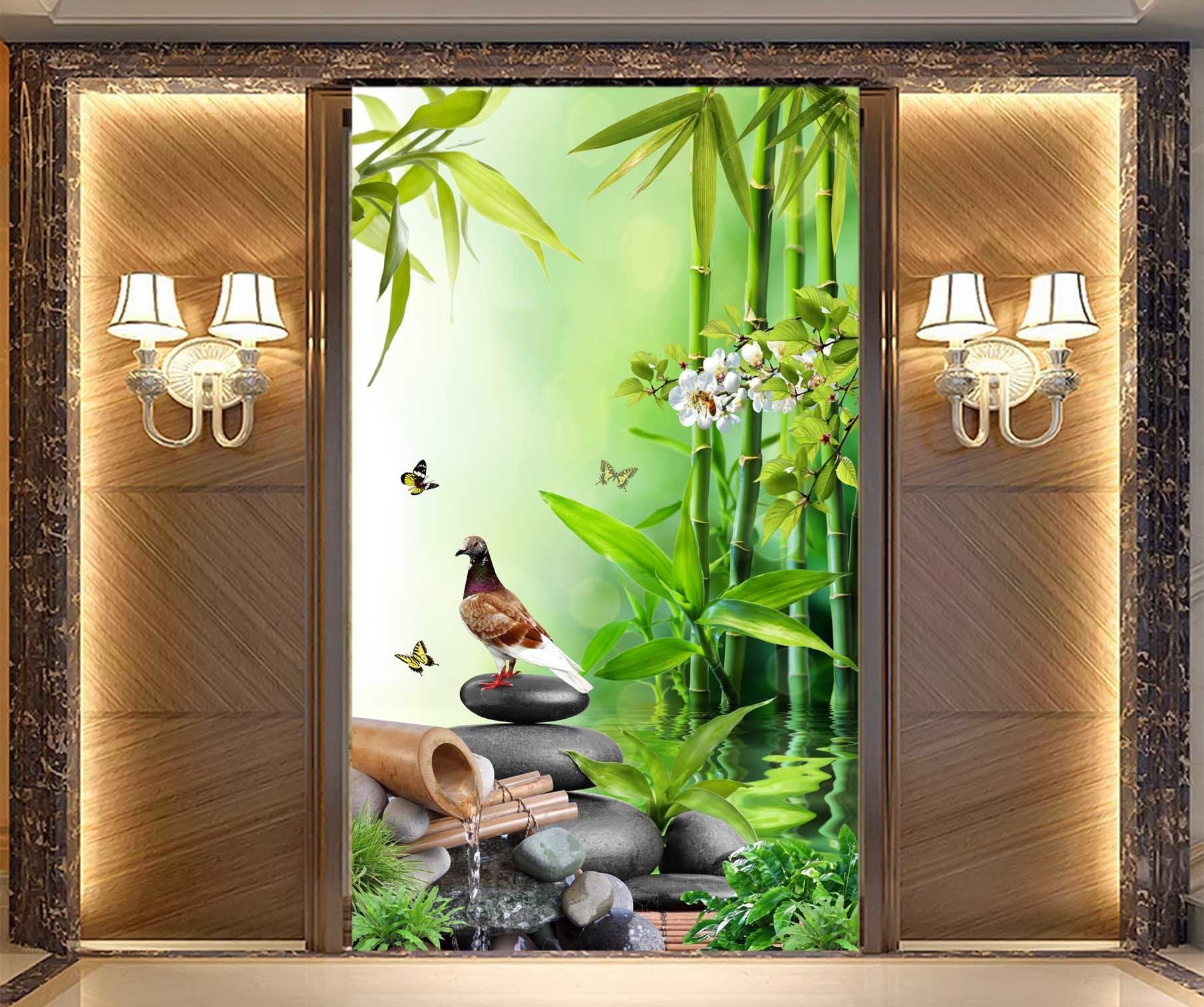 3D Bamboo Forest Bird 370 Wallpaper AJ Wallpaper