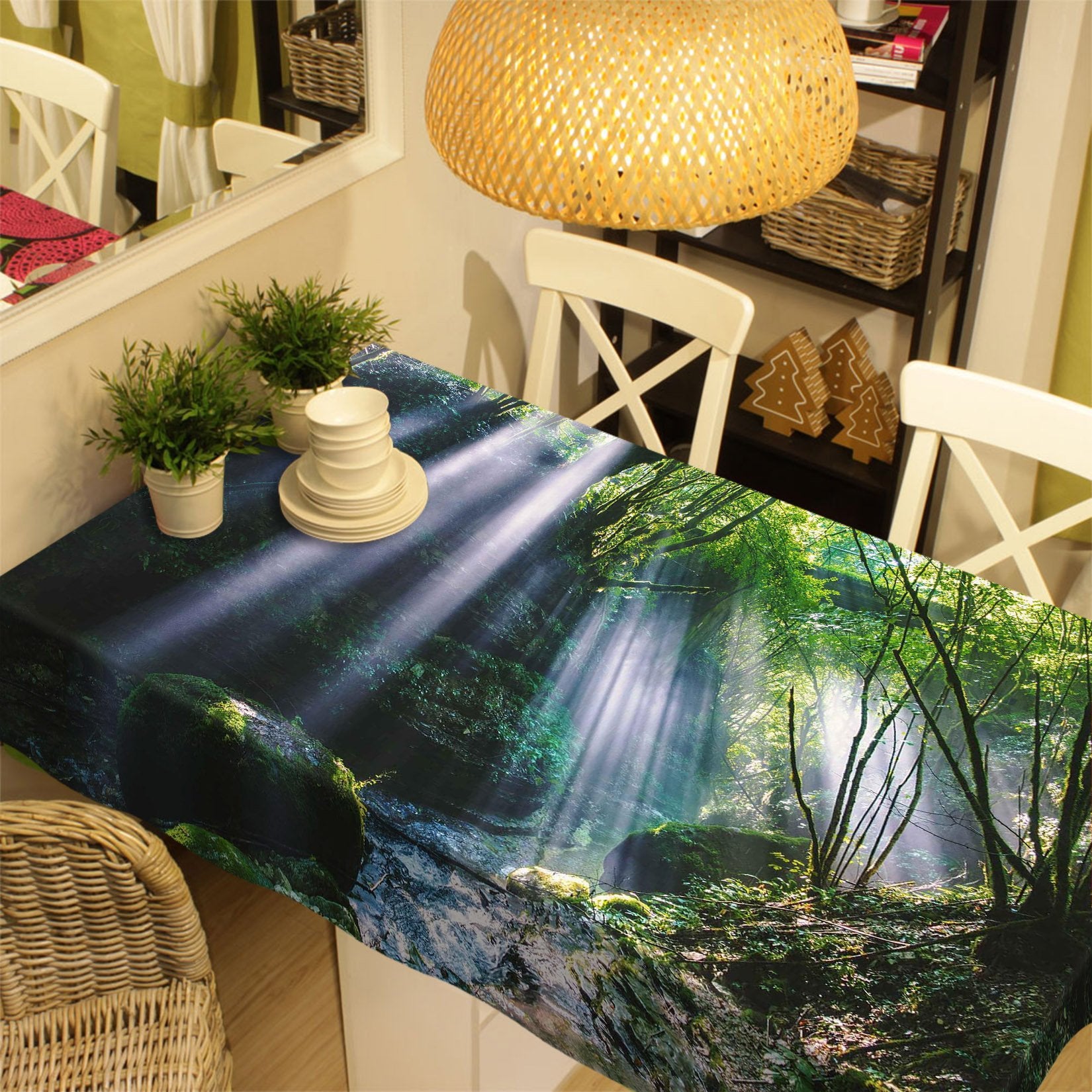 3D Forest River Sunshine 47 Tablecloths Wallpaper AJ Wallpaper