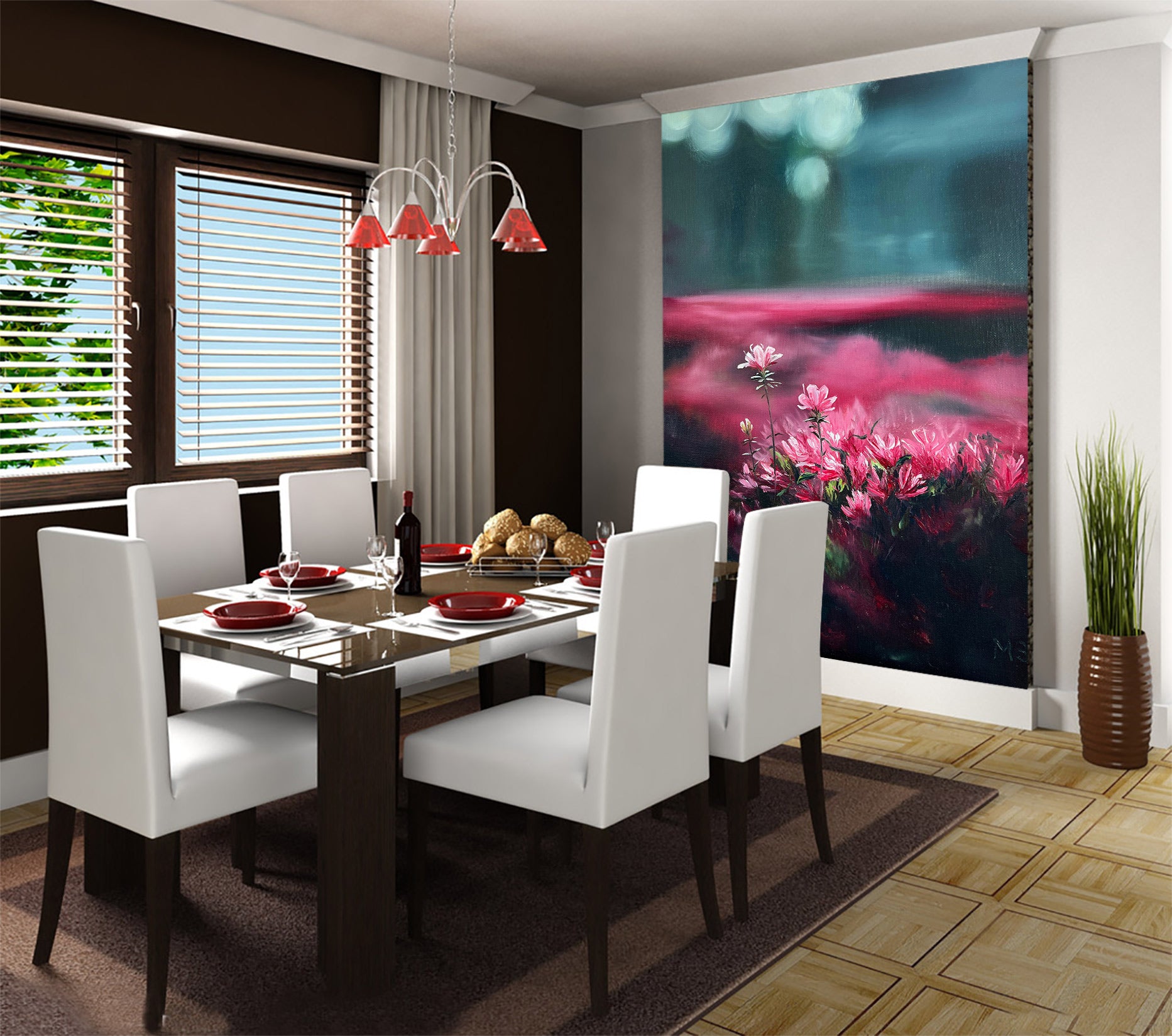 3D Pink Flowers 9824 Marina Zotova Wall Mural Wall Murals