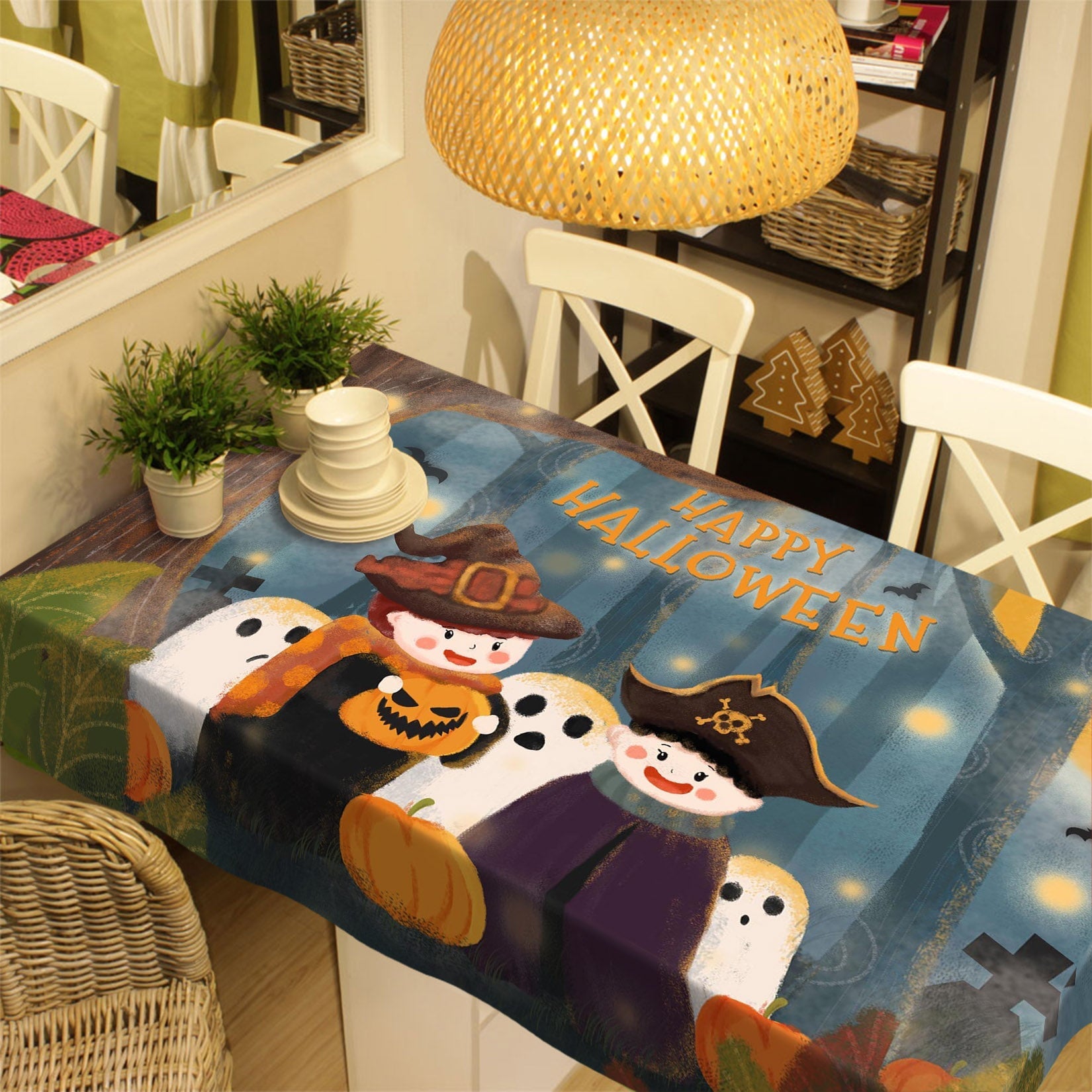 3D Cute Kid Pumpkin 058 Halloween Tablecloths Wallpaper AJ Wallpaper