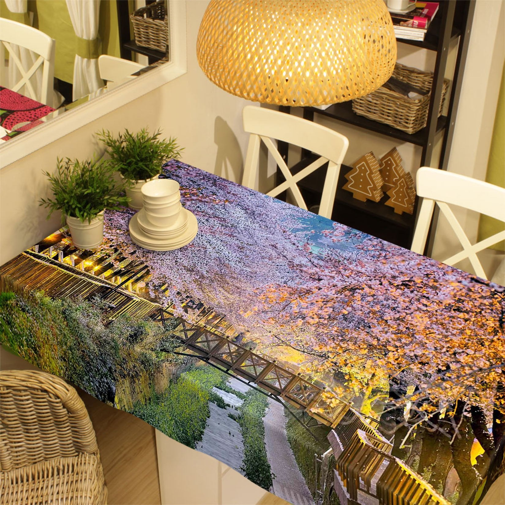 3D Riverside Flowers Trees 52 Tablecloths Wallpaper AJ Wallpaper