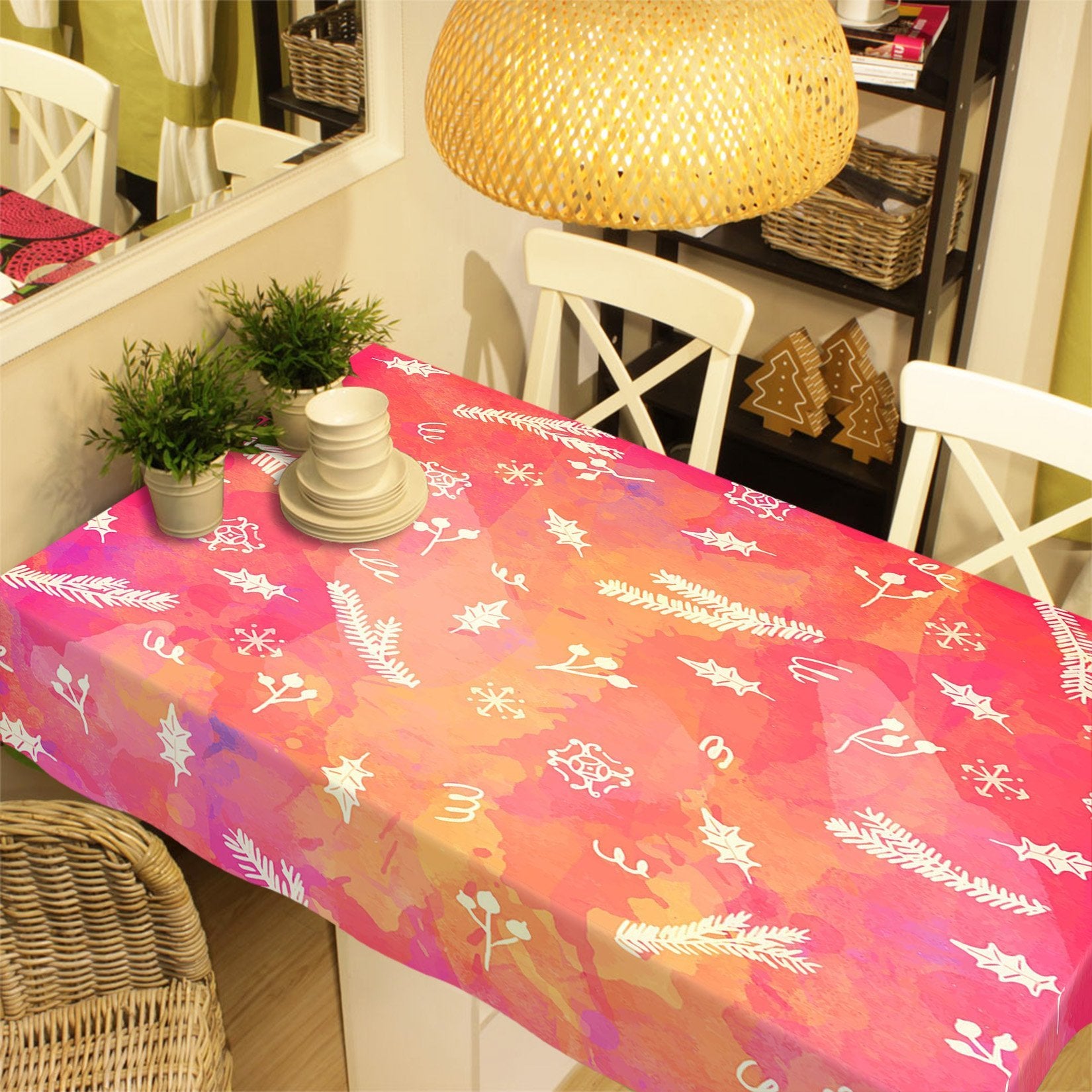3D Snowflake Falling Pattern 21 Tablecloths Tablecloths AJ Creativity Home