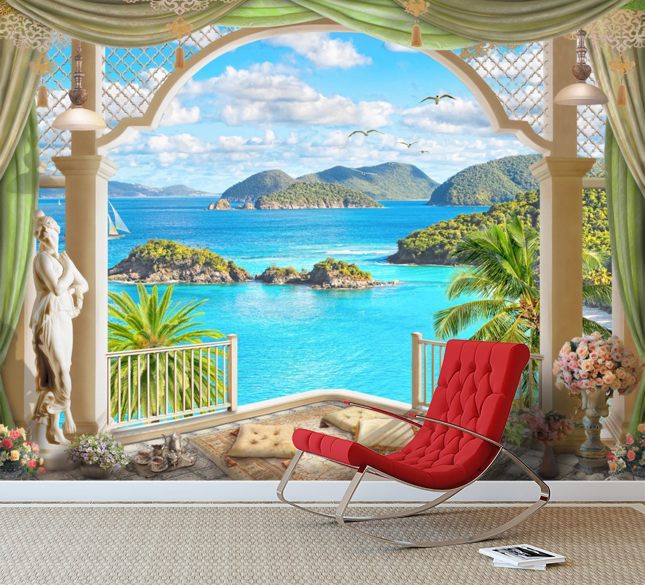 3D Sea Island Hill 722 Wallpaper AJ Wallpaper