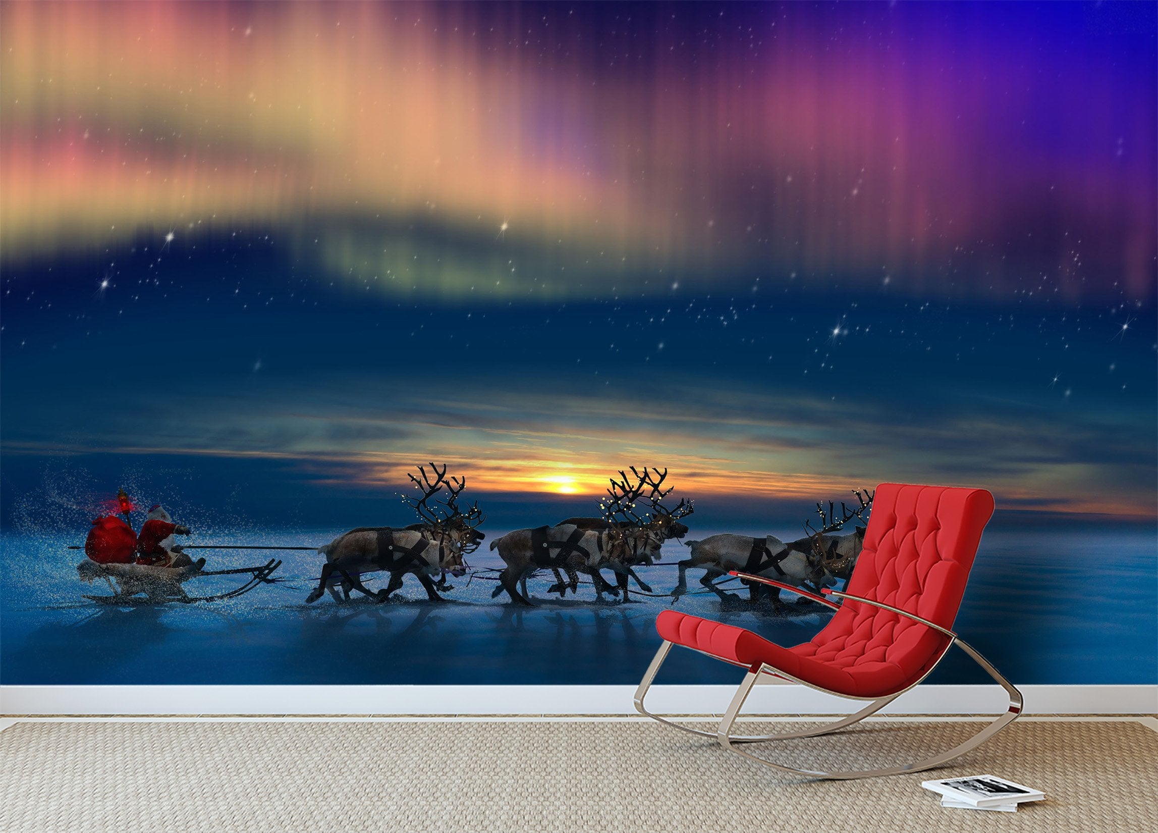3D Dusk Deer Sled 609 Wallpaper AJ Wallpaper