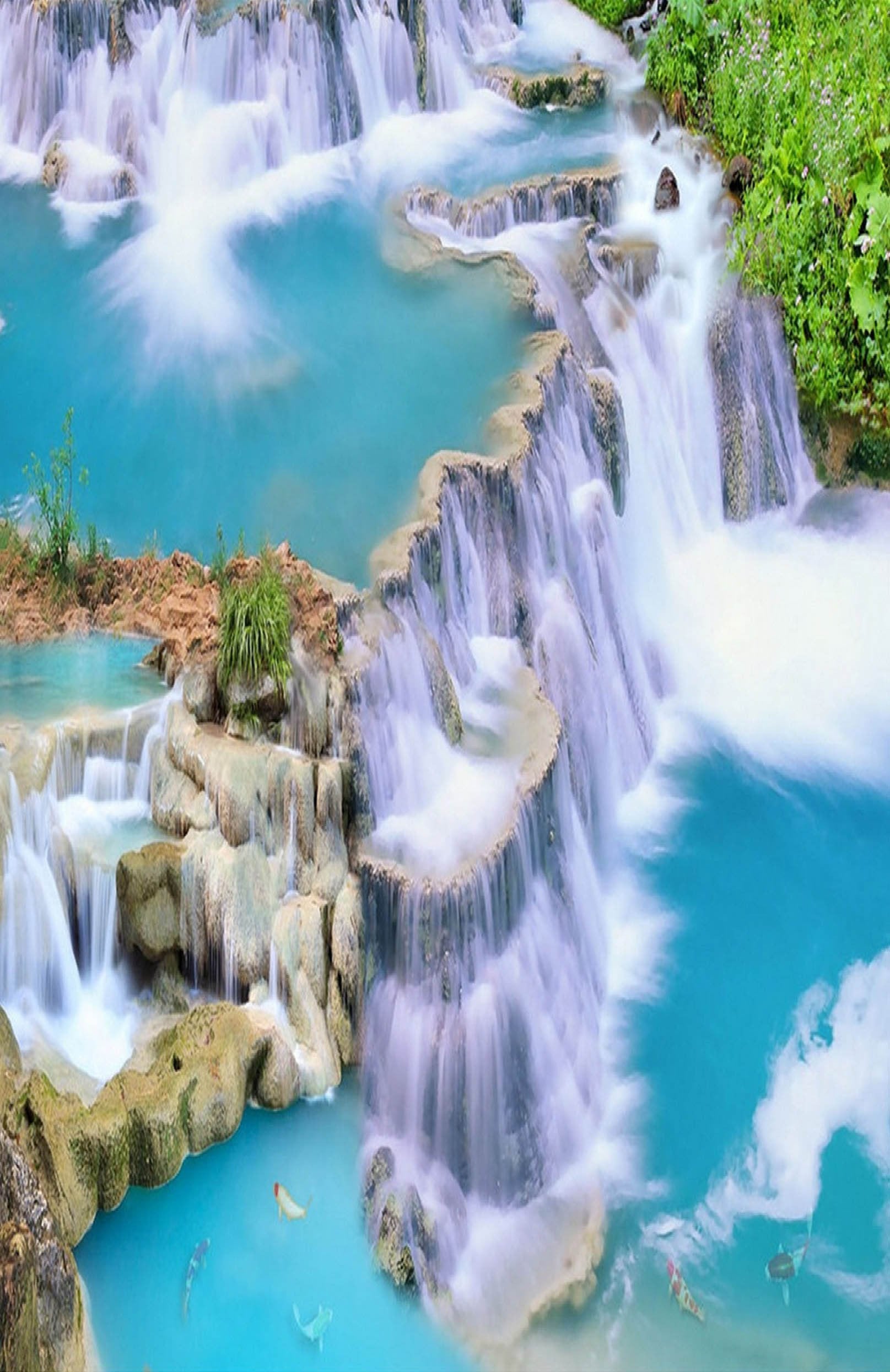 3D Blue Lakes Waterfalls 429 Stair Risers Wallpaper AJ Wallpaper