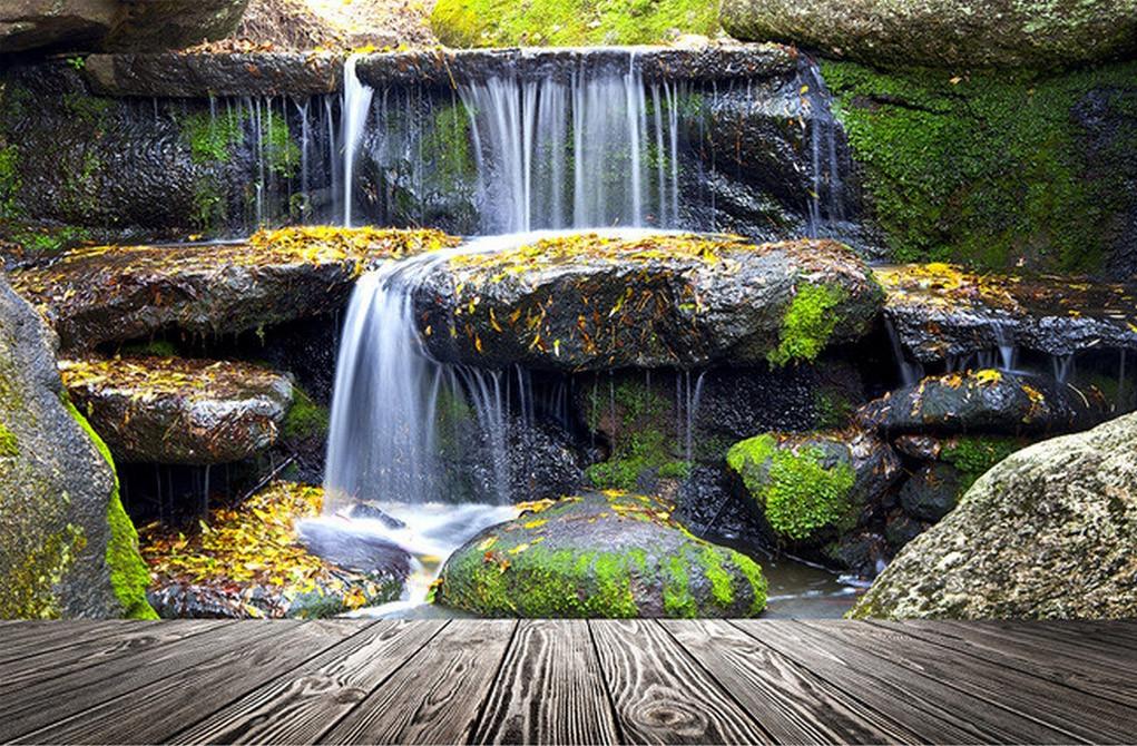 3D Wood Boards Rocks Waterfalls 302 Garage Door Mural Wallpaper AJ Wallpaper