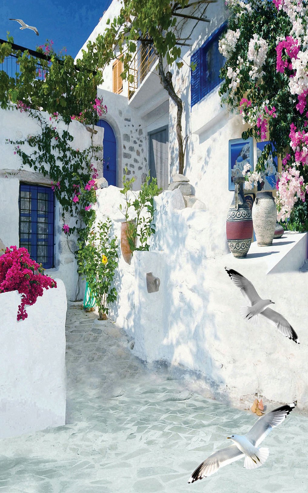 3D snow scene seagull flower door mural Wallpaper AJ Wallpaper
