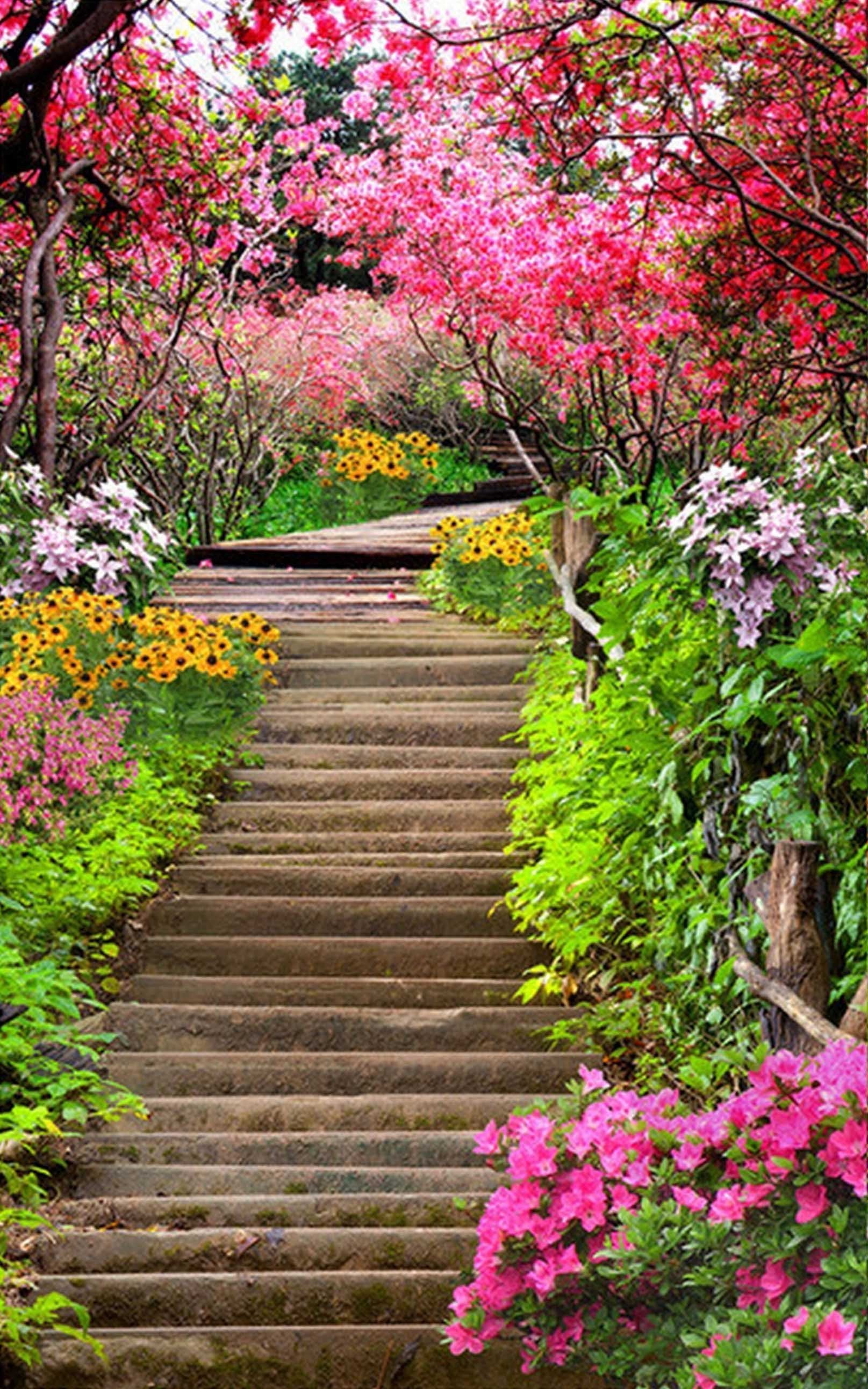 3D Stairway Flowers 1510 Stair Risers Wallpaper AJ Wallpaper