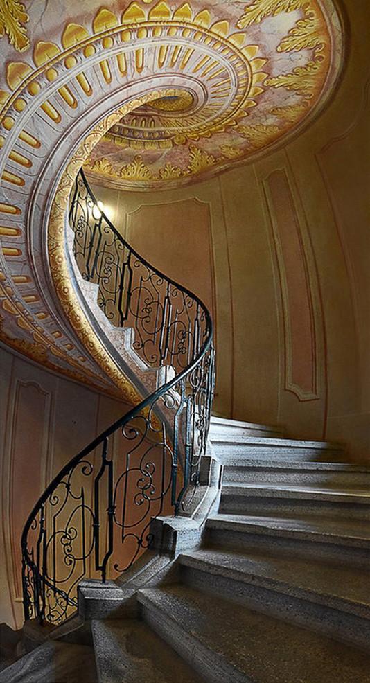 3D rotating wooden stair door mural Wallpaper AJ Wallpaper