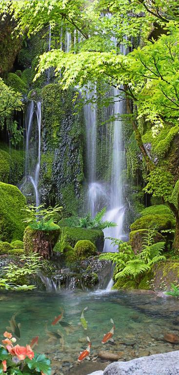 3D Lakeside Waterfalls 685 Stair Risers Wallpaper AJ Wallpaper