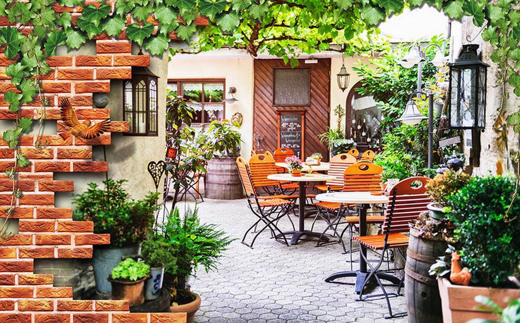 3D Restaurant Bricks Ivy 293 Garage Door Mural Wallpaper AJ Wallpaper