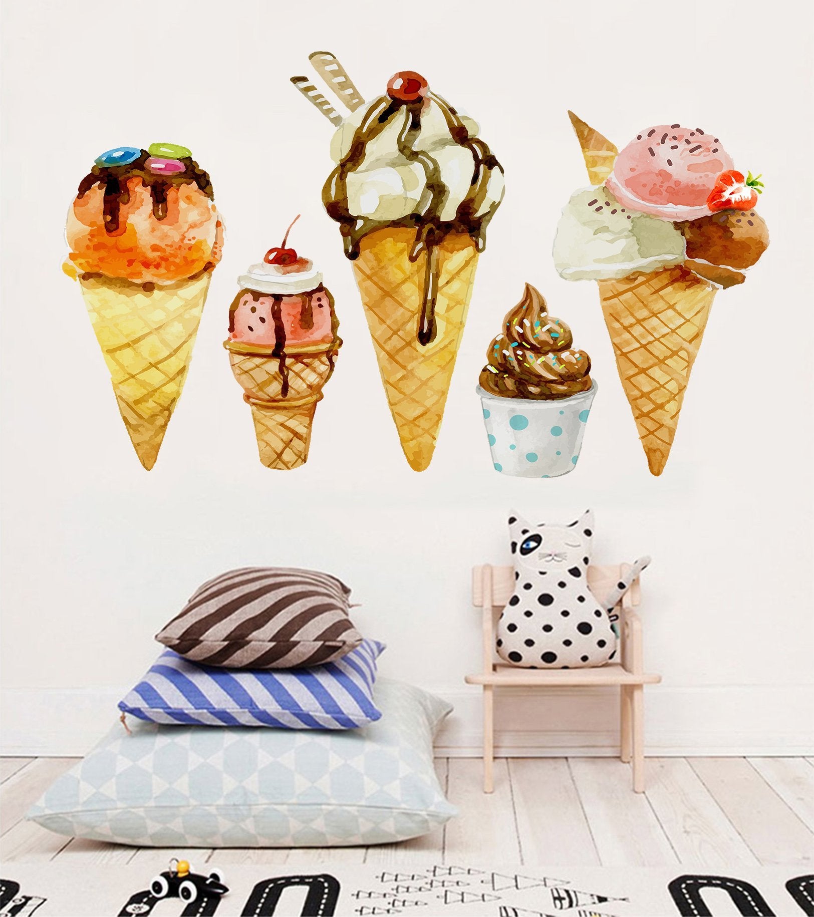 3D Cartoon Ice Cream 032 Wall Stickers Wallpaper AJ Wallpaper