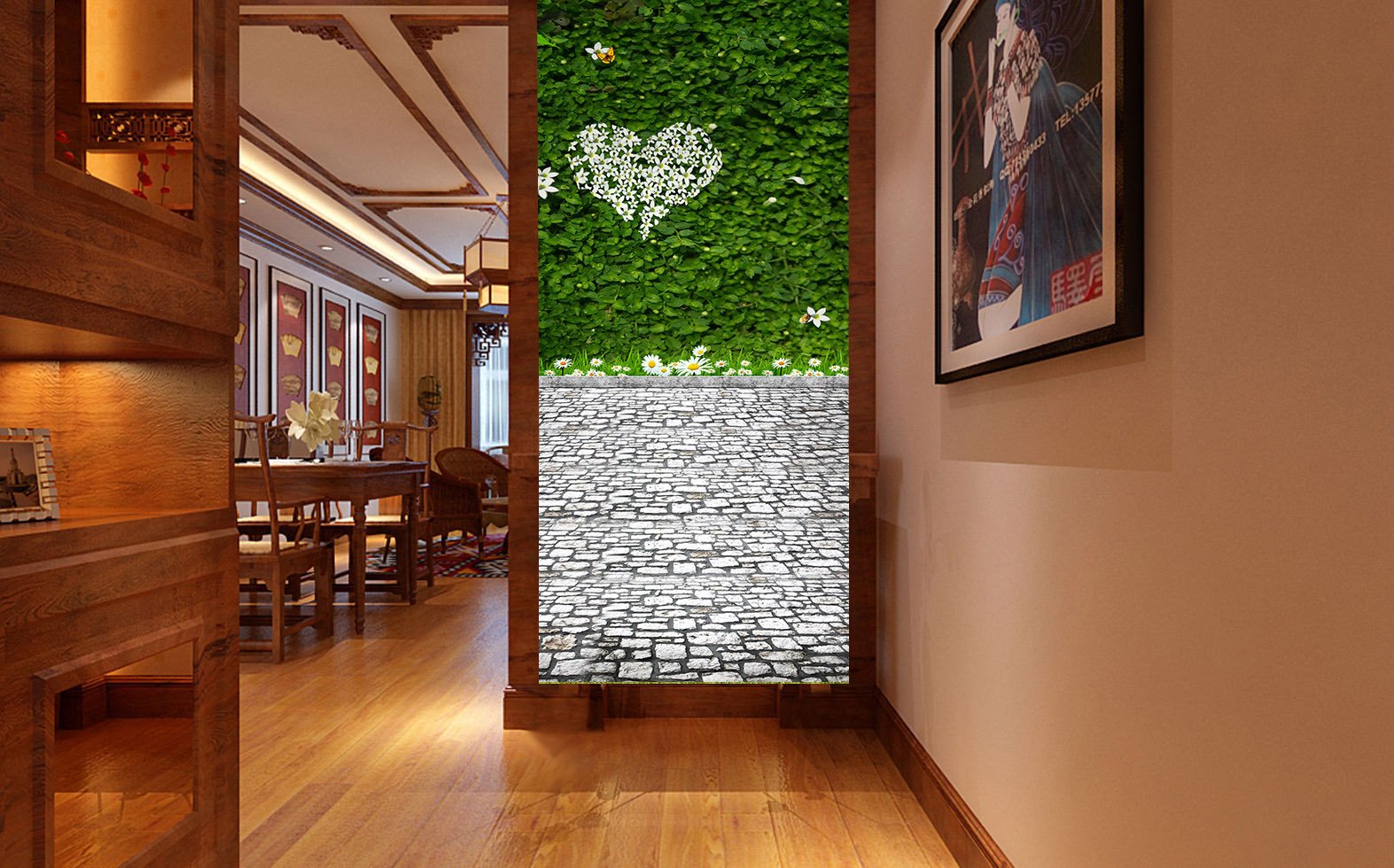 Romantic Plants Wall Wallpaper AJ Wallpaper