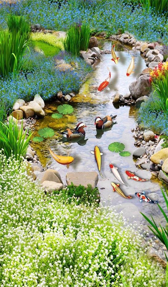 3D Lively River Scenery 683 Stair Risers Wallpaper AJ Wallpaper