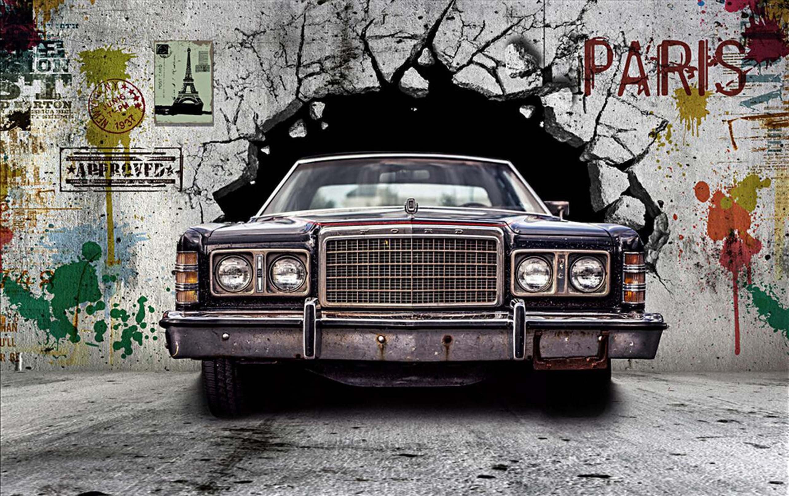 3D Rusty Car Graffiti 388 Garage Door Mural Wallpaper AJ Wallpaper