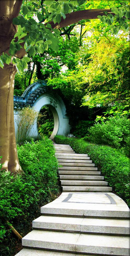 3D classic arch the stone steps door mural Wallpaper AJ Wallpaper