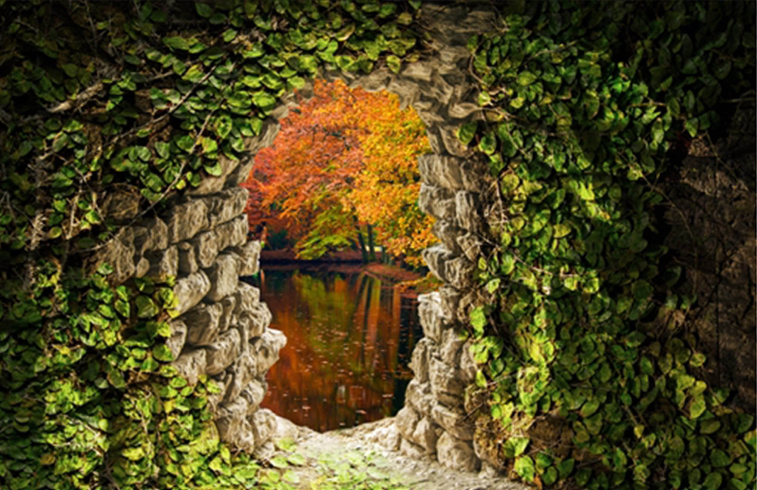 3D Lake Green Vines 390 Garage Door Mural Wallpaper AJ Wallpaper