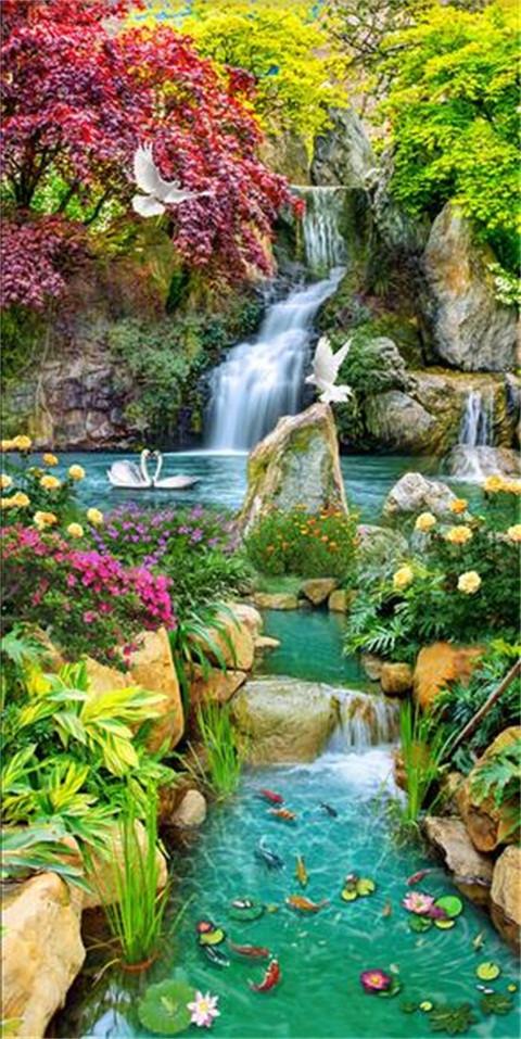 3D Pretty Lake Scenery 777 Stair Risers Wallpaper AJ Wallpaper