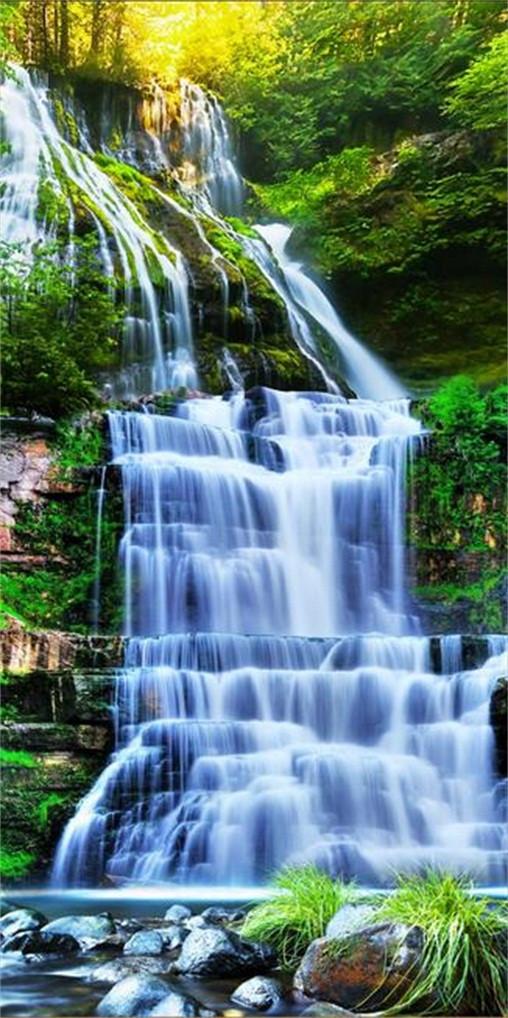 3D Mountain Waterfalls 577 Stair Risers Wallpaper AJ Wallpaper