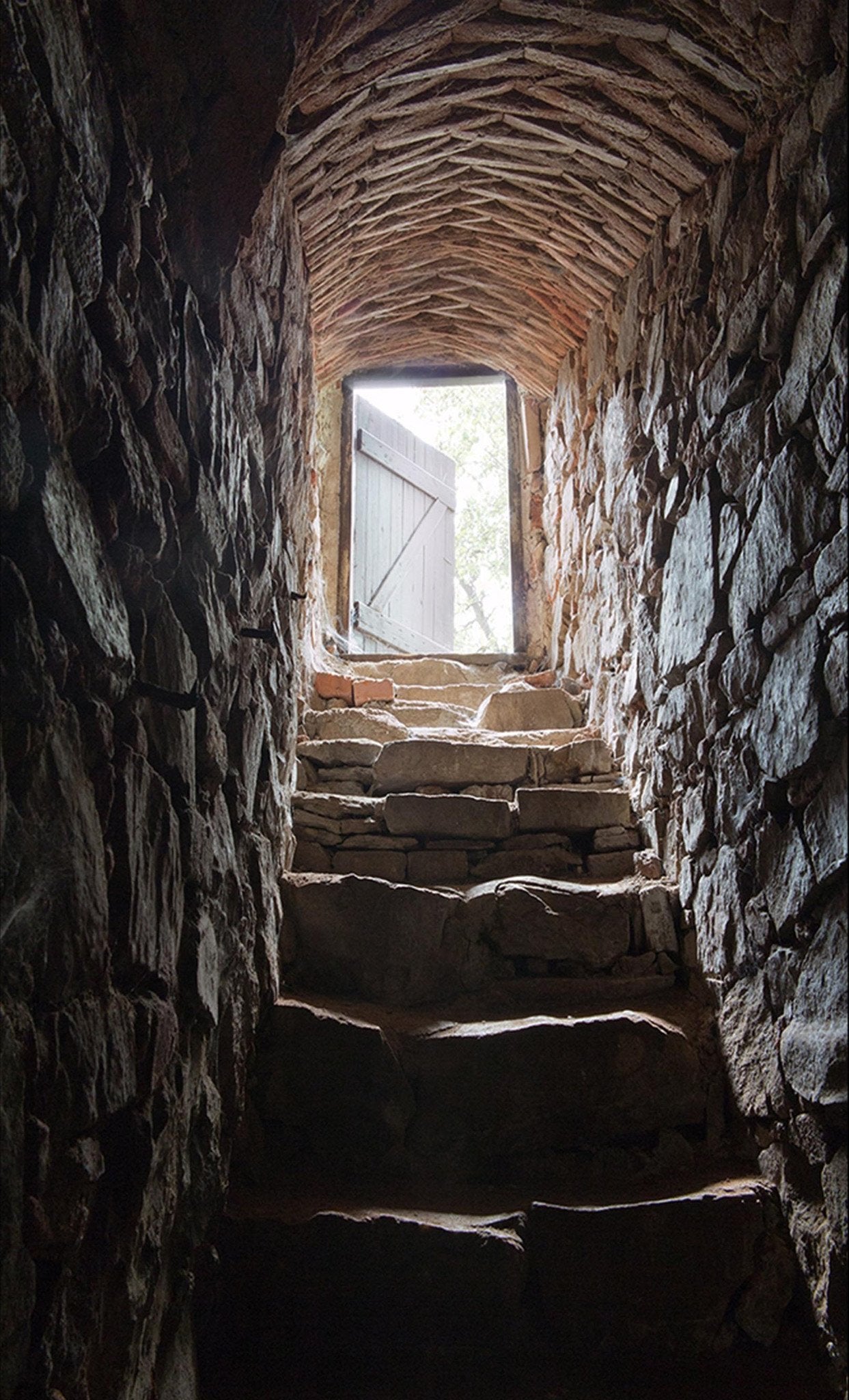 3D Tunnel Stones Stairs 71 Door Mural Wallpaper AJ Wallpaper