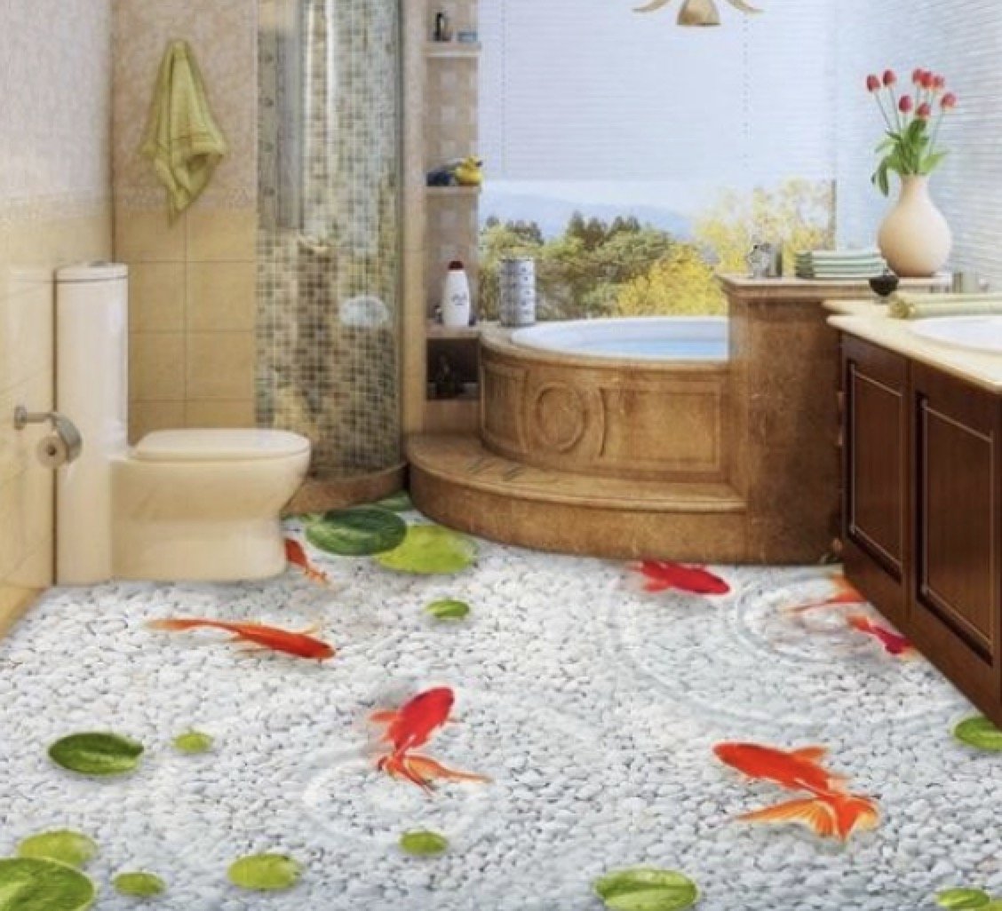 3D GOLDFISH FLOOR MURAL Wallpaper AJ Wallpaper 2