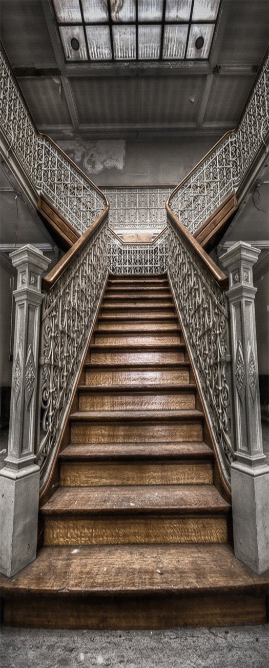 3D handrail wooden stair door mural Wallpaper AJ Wallpaper