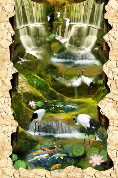 3D Cranes Floor Mural Wallpaper AJ Wallpaper 2