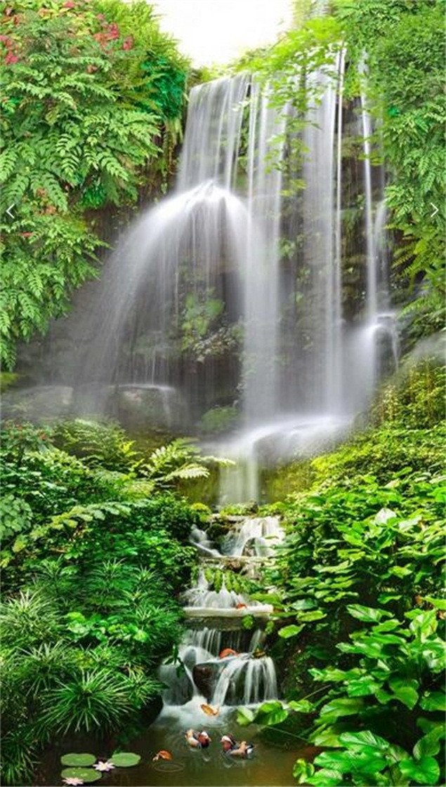 3D Pretty Waterfall Scenery 673 Stair Risers Wallpaper AJ Wallpaper