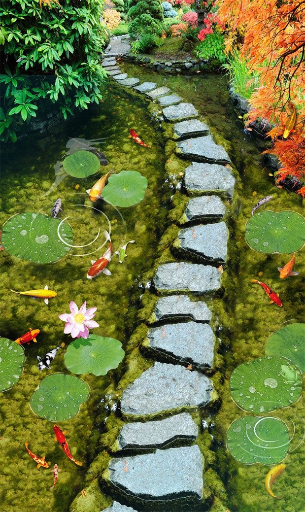 3D River Stones Bright 767 Stair Risers Wallpaper AJ Wallpaper