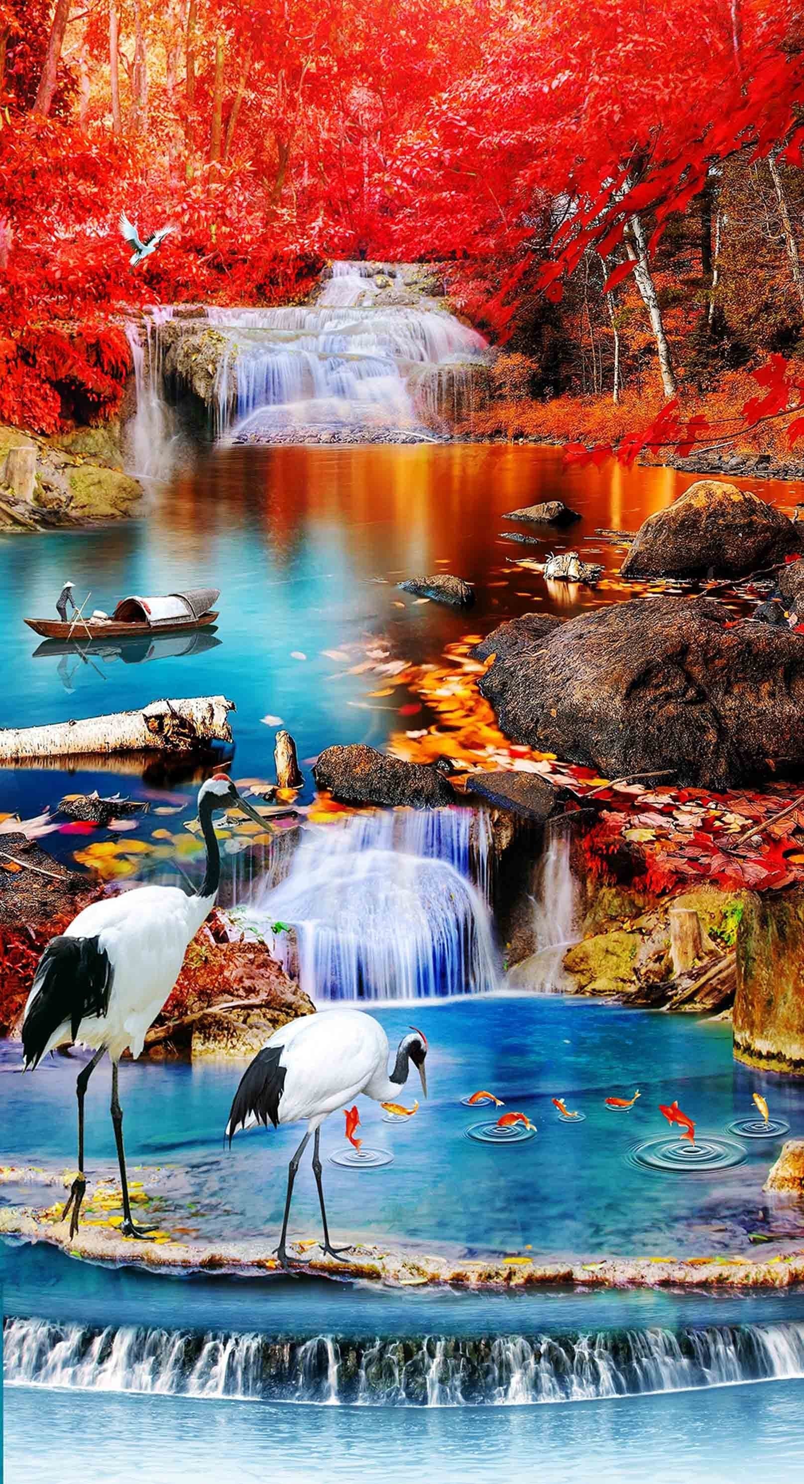 3D Bright River Scenery 1400 Stair Risers Wallpaper AJ Wallpaper