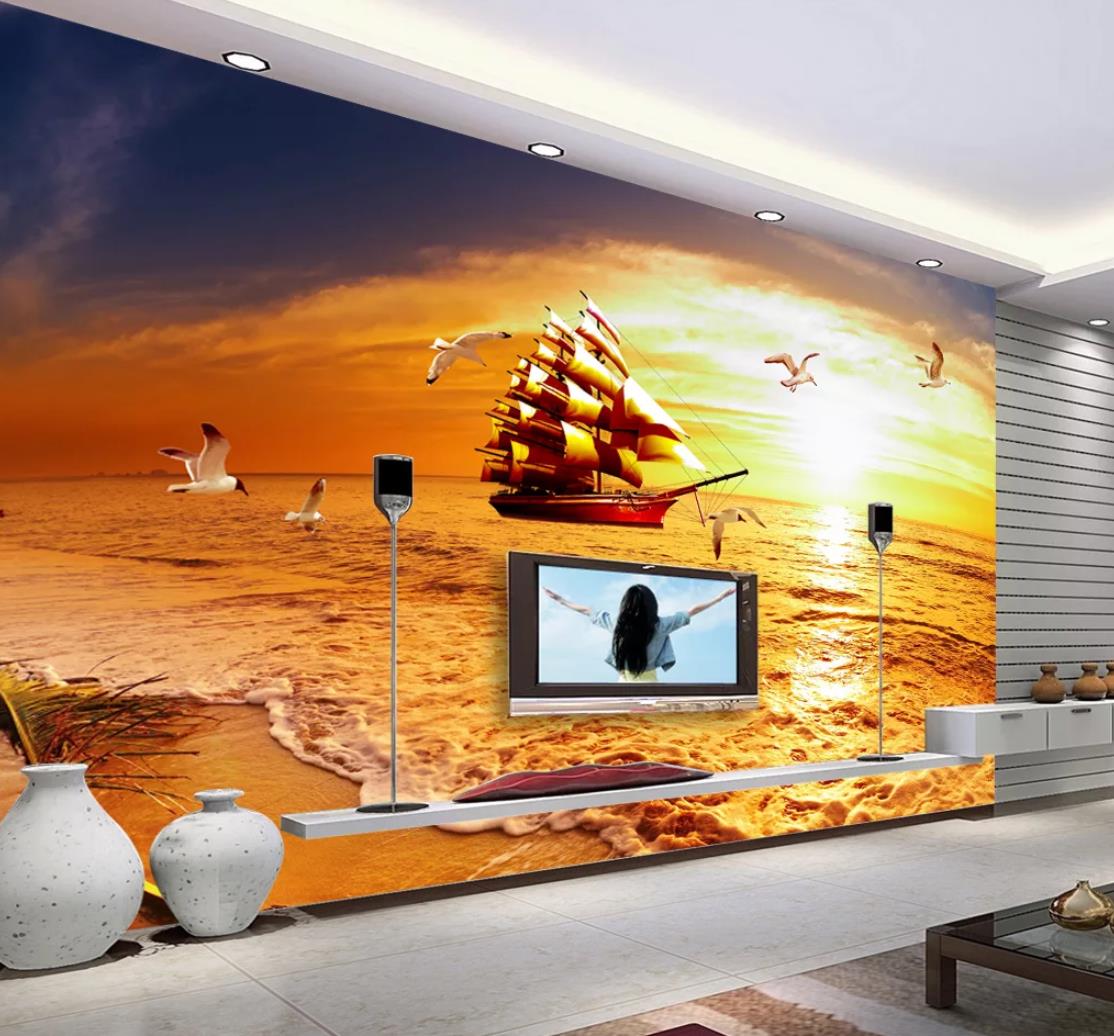 3D Seagull Steamship WC274 Wall Murals