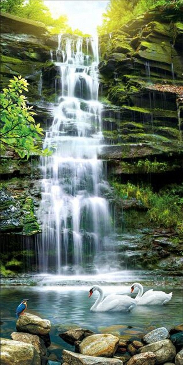 3D Rock Formation River 765 Stair Risers Wallpaper AJ Wallpaper