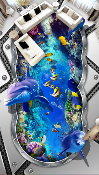 3D Jumping Dolphins Floor Mural Wallpaper AJ Wallpaper 2