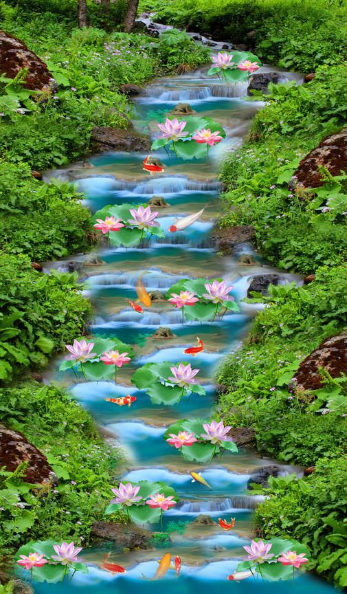 3D Beautiful River Flowers 565 Stair Risers Wallpaper AJ Wallpaper