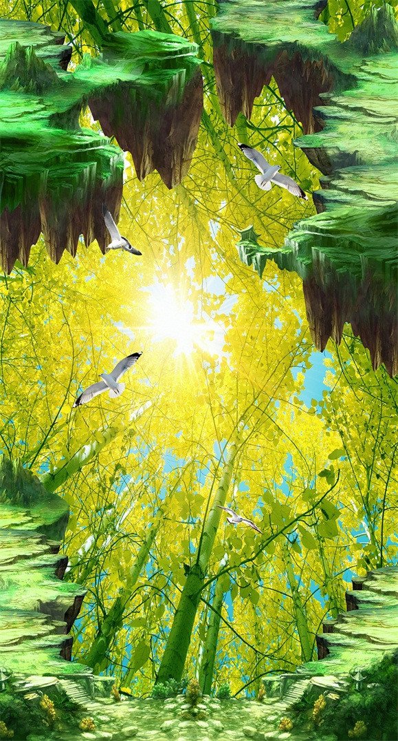 3D Trees And Flying Birds 762 Stair Risers Wallpaper AJ Wallpaper
