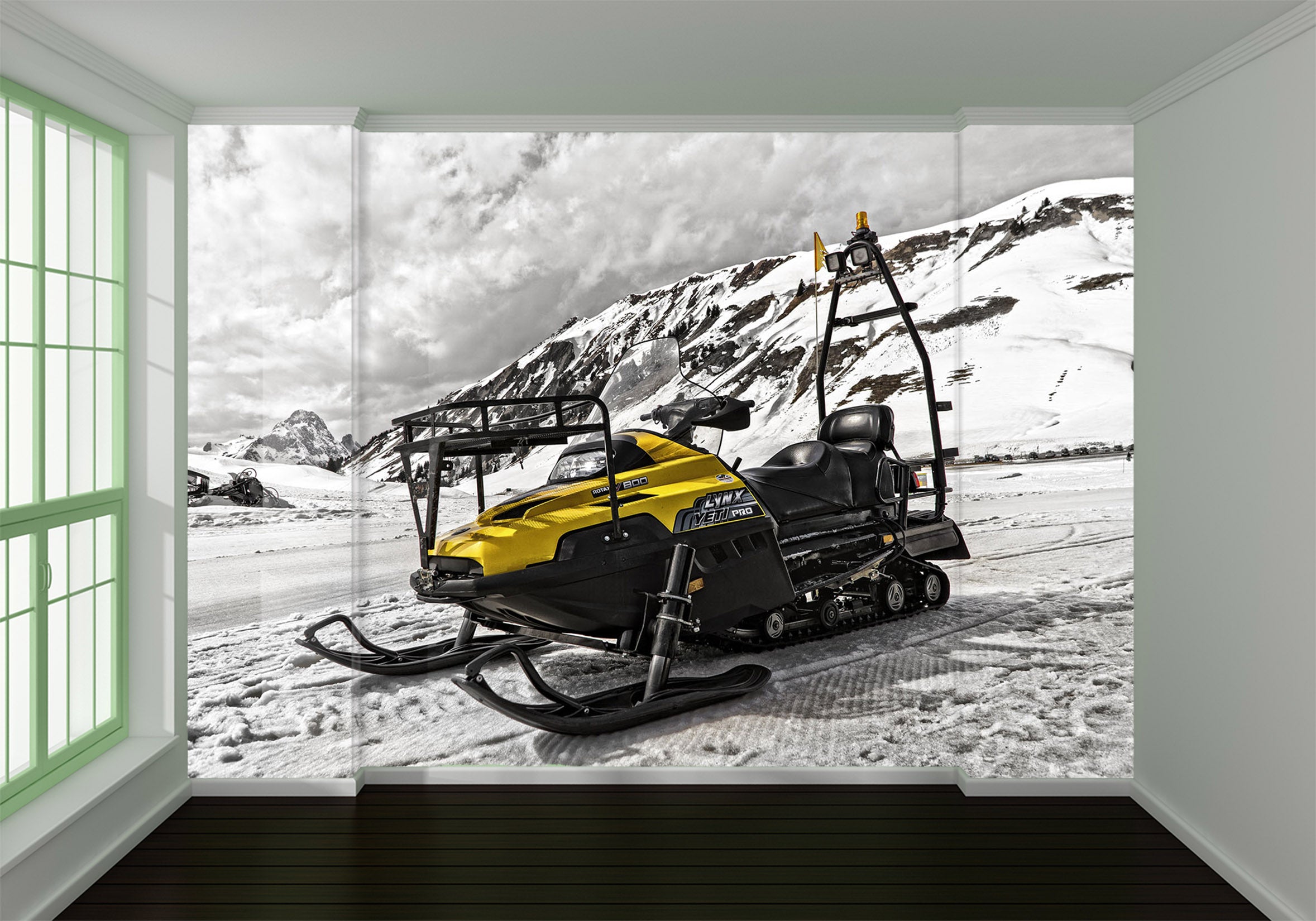 3D Mountain Snow Mobile 136 Vehicle Wall Murals