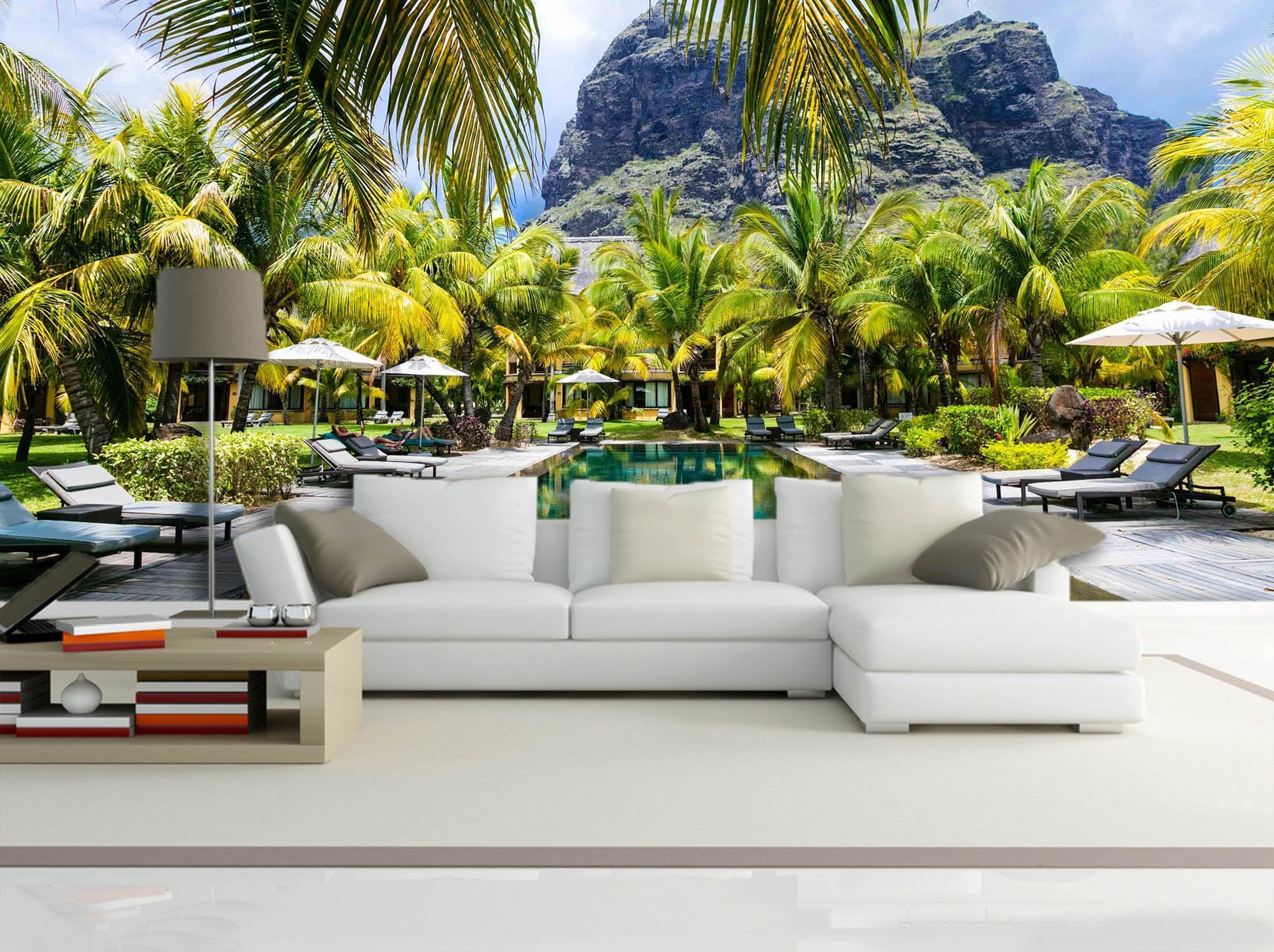 3D Swimming Pool Coconut 713 Wallpaper AJ Wallpaper