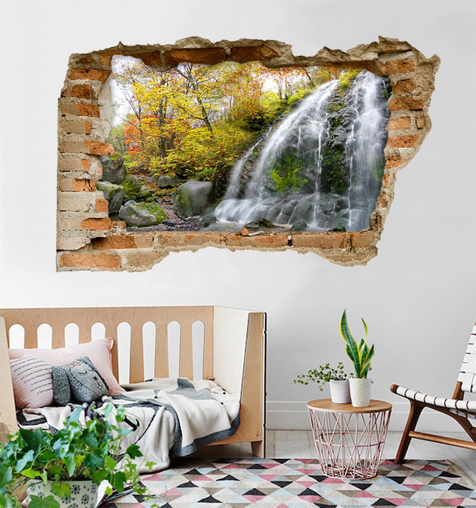 3D Mountain Waterfall 129 Broken Wall Murals Wallpaper AJ Wallpaper