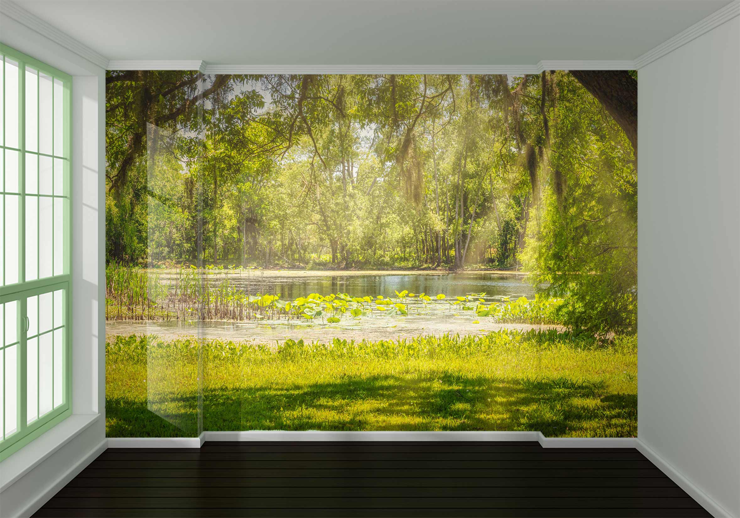 3D Green Lawn Lake 5251 Beth Sheridan Wall Mural Wall Murals