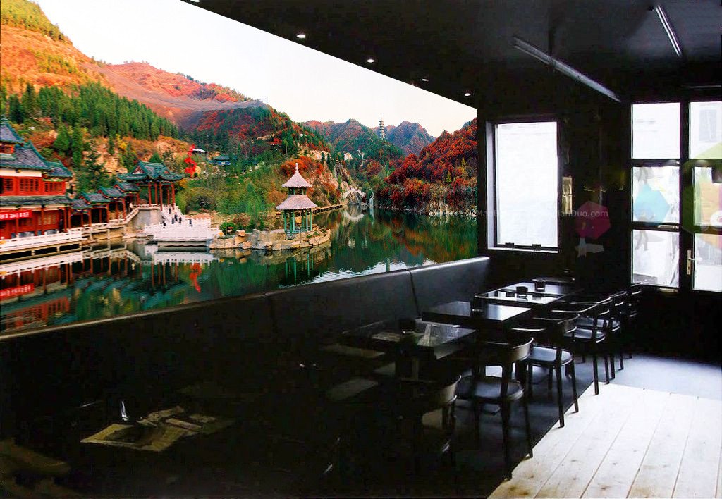 Mountains Lake Pavilions Wallpaper AJ Wallpaper