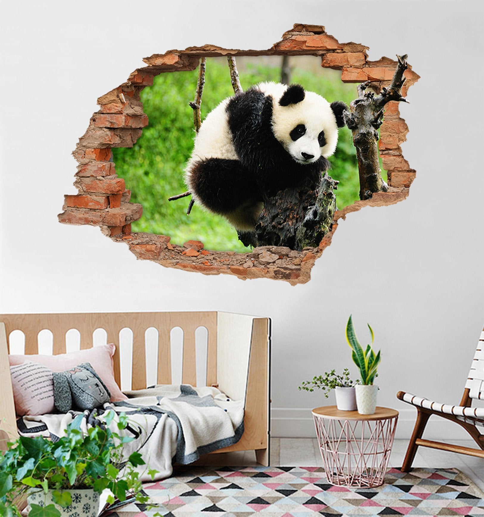 3D Lovely Panda 191 Broken Wall Murals Wallpaper AJ Wallpaper