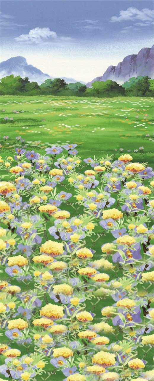 3D grassland mountain flower door mural Wallpaper AJ Wallpaper