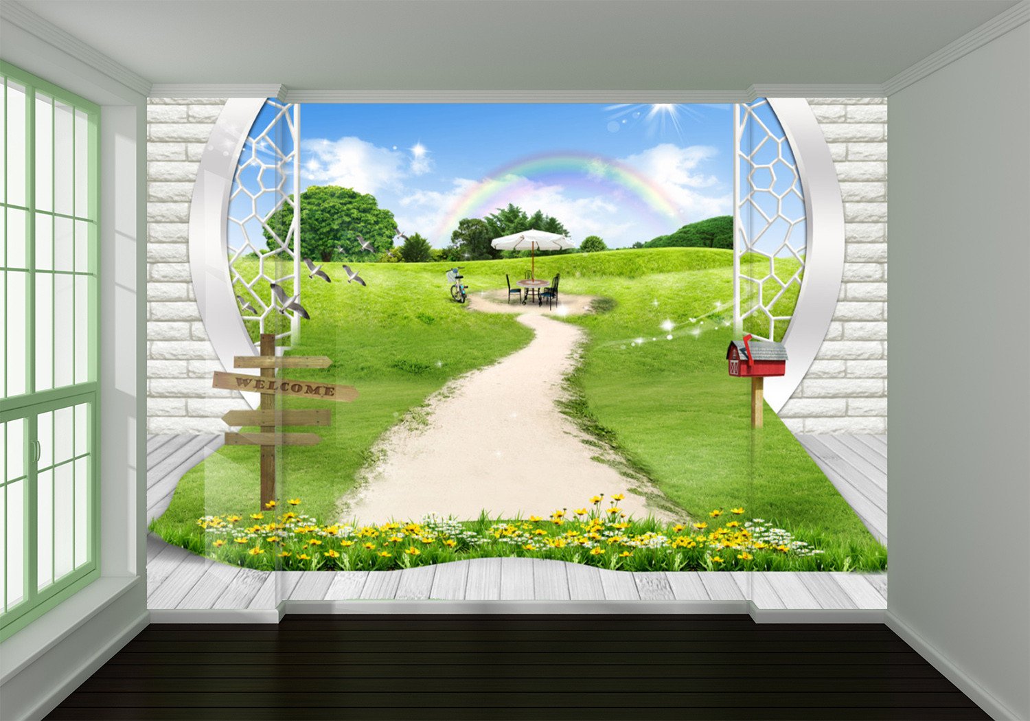 3D Blue Sky Prairie 582 Wallpaper AJ Wallpaper