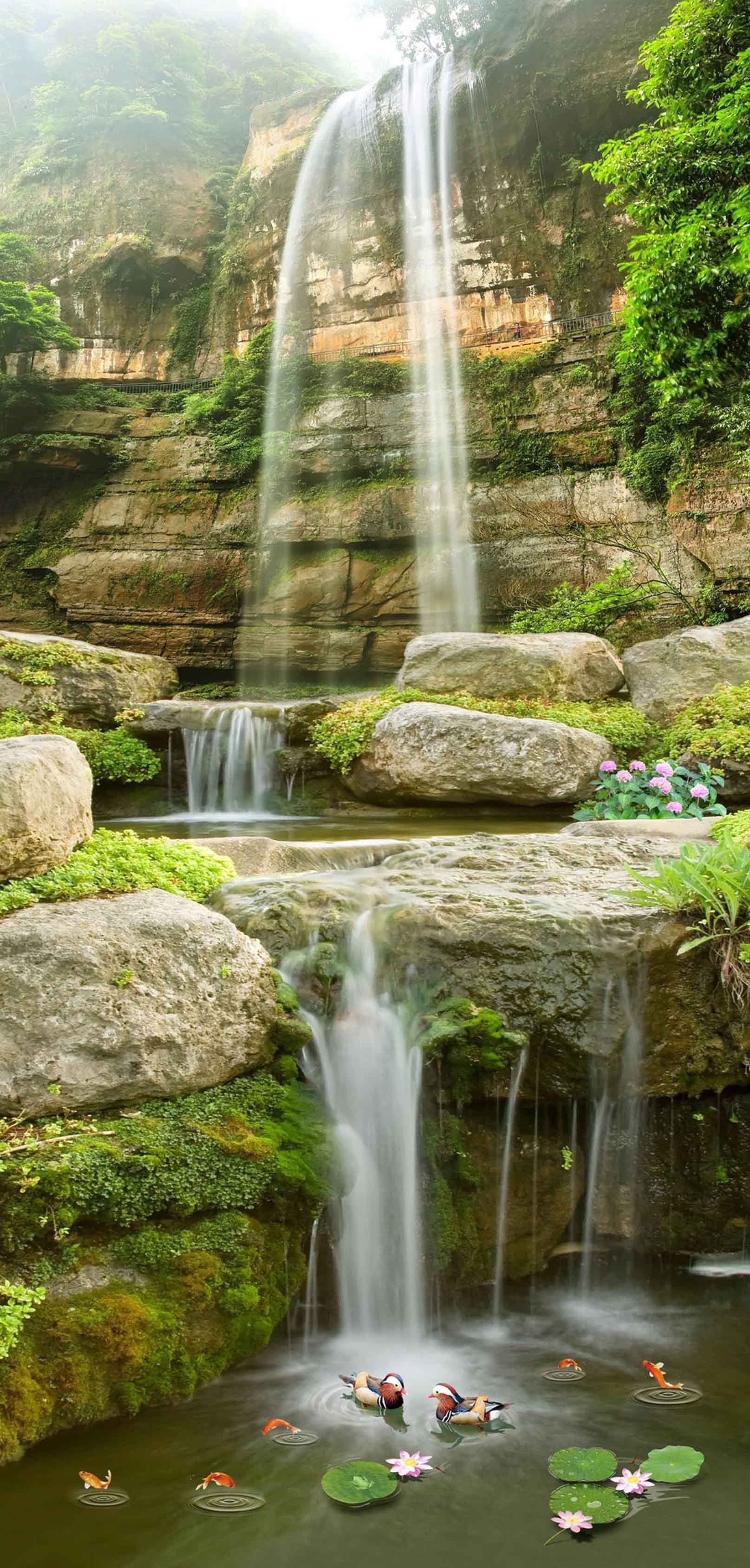 3D Jumping Waterfall 1348 Stair Risers Wallpaper AJ Wallpaper