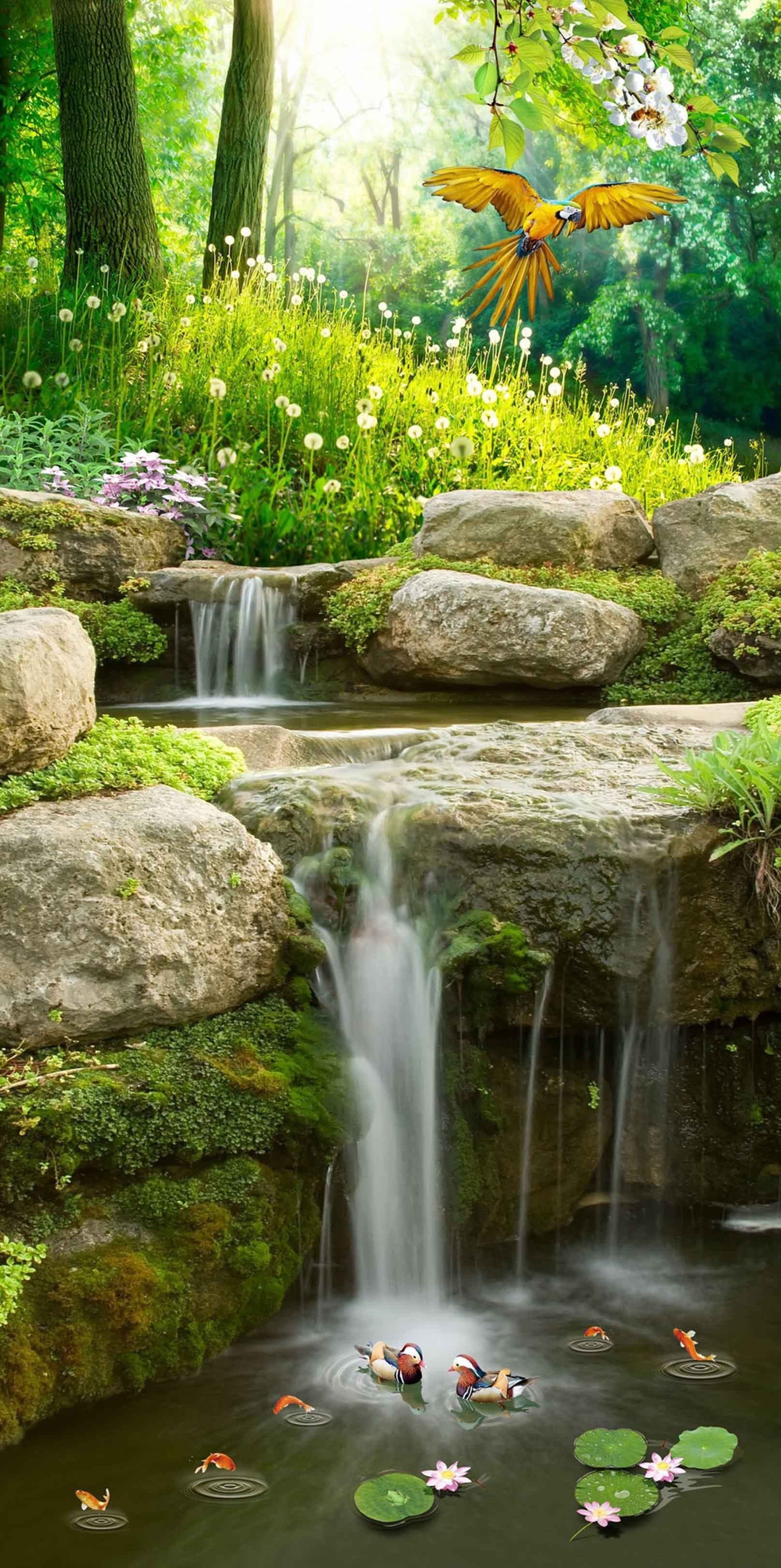 3D Creek Animals 1345 Stair Risers Wallpaper AJ Wallpaper