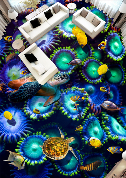3D Sea Creatures Floor Mural Wallpaper AJ Wallpaper 2