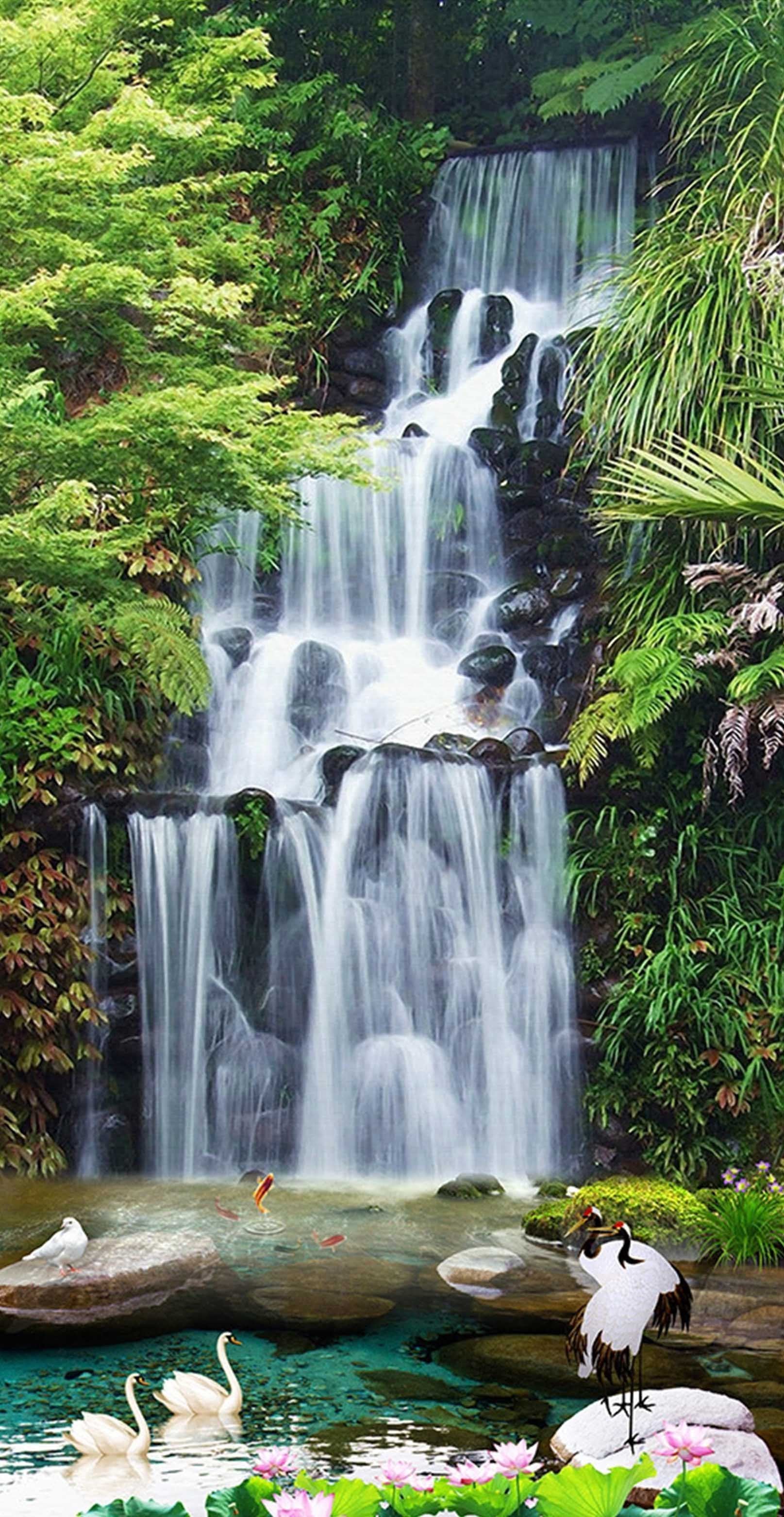 3D Waterfalls River Animals 1352 Stair Risers Wallpaper AJ Wallpaper
