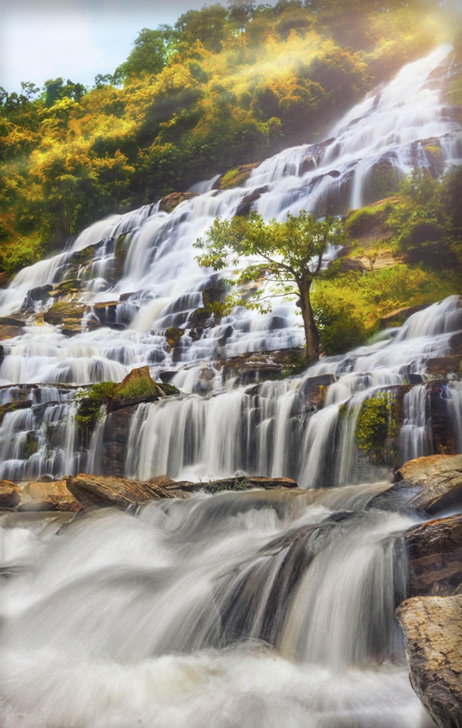 3D Flowing Waterfall 1336 Stair Risers Wallpaper AJ Wallpaper