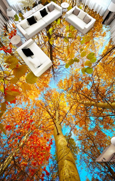 3D Orange Trees Floor Mural Wallpaper AJ Wallpaper 2